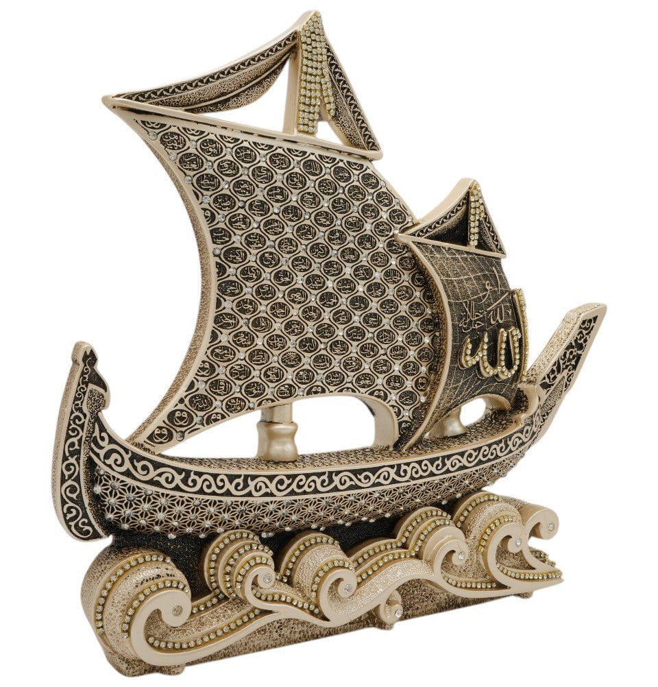 Modefa Islamic Decor Mother of Pearl Islamic Table Decor 99 Names of Allah Sailboat - Mother of Pearl