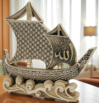 Modefa Islamic Decor Mother of Pearl Islamic Table Decor 99 Names of Allah Sailboat - Mother of Pearl