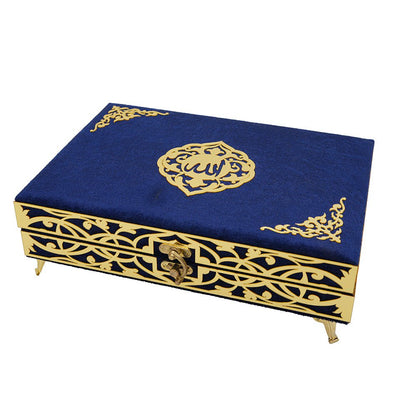 Modefa Islamic Decor Navy Blue Holy Quran Keepsake Ikra Gift Set for Women - With Hijab & Tesbih - Navy Blue