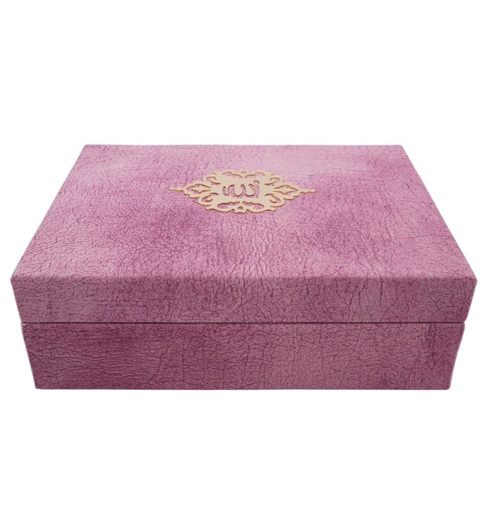 Modefa Islamic Decor Pink Holy Quran in Keepsake Velvet Gift Case - Pink