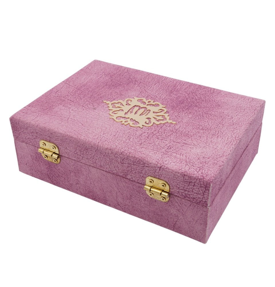 Modefa Islamic Decor Pink Holy Quran in Keepsake Velvet Gift Case - Pink