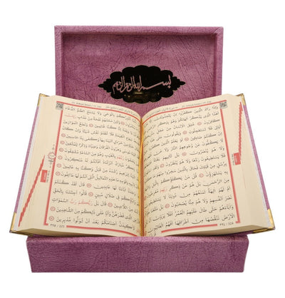 Modefa Islamic Decor Pink Holy Quran in Keepsake Velvet Gift Case - Pink