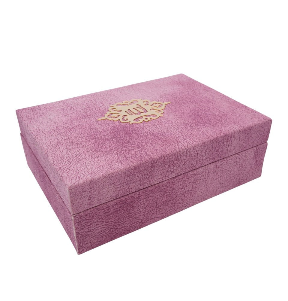 Modefa Islamic Decor Pink Holy Quran in Keepsake Velvet Gift Case - Pink