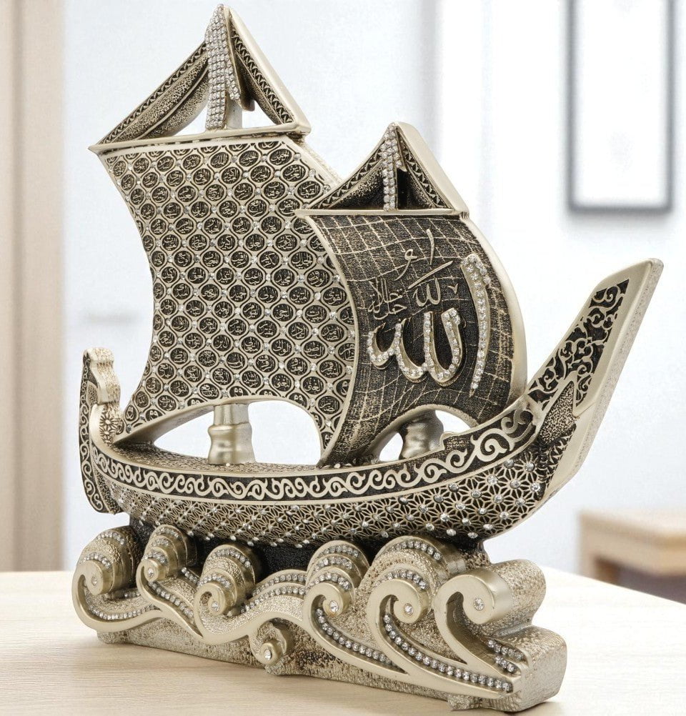 Modefa Islamic Decor Silver Islamic Table Decor 99 Names of Allah Sailboat - Silver