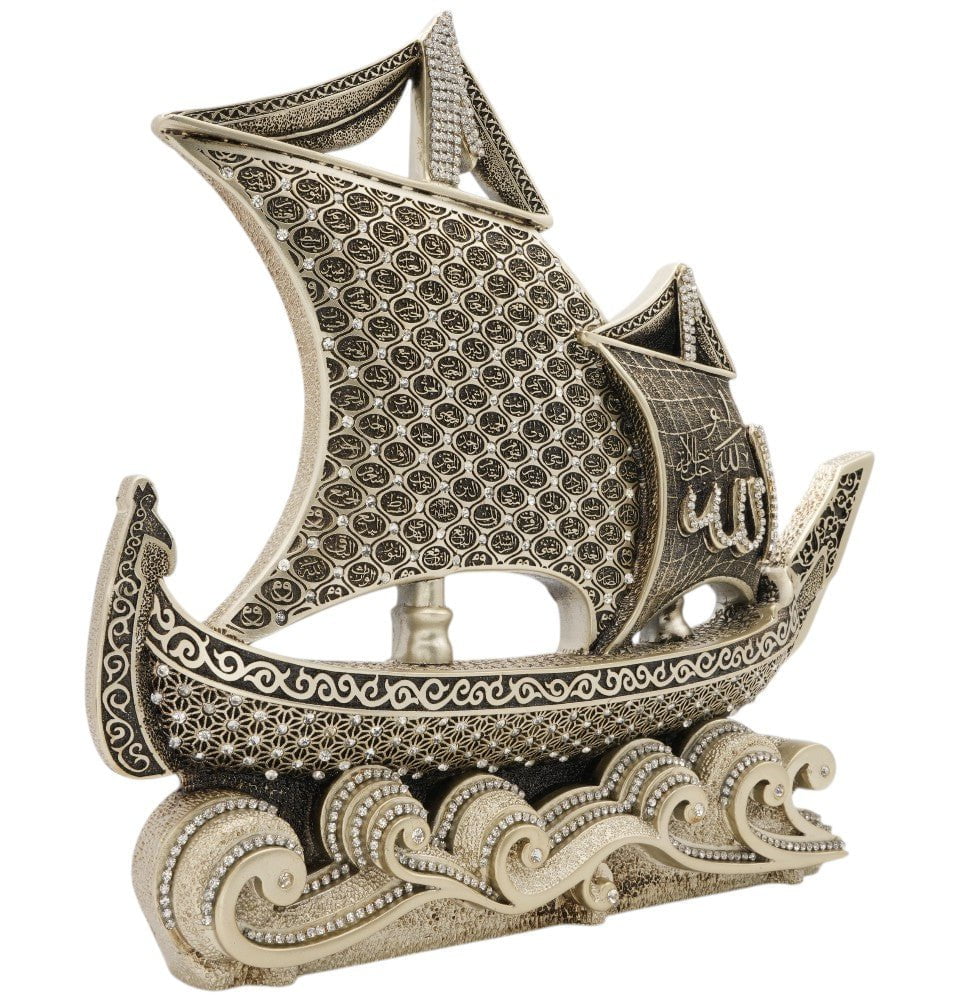 Modefa Islamic Decor Silver Islamic Table Decor 99 Names of Allah Sailboat - Silver