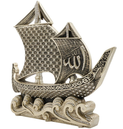 Modefa Islamic Decor Silver Islamic Table Decor 99 Names of Allah Sailboat - Silver