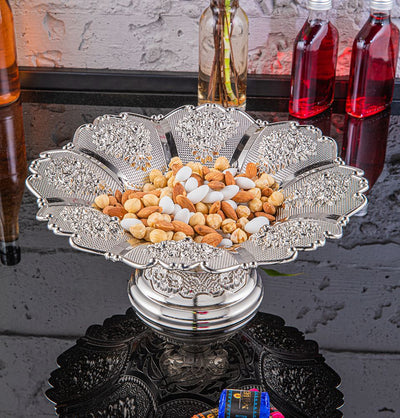 Modefa Islamic Decor Silver Turkish Rose Sweets Bowl and Decor Piece 248-K-11 Silver