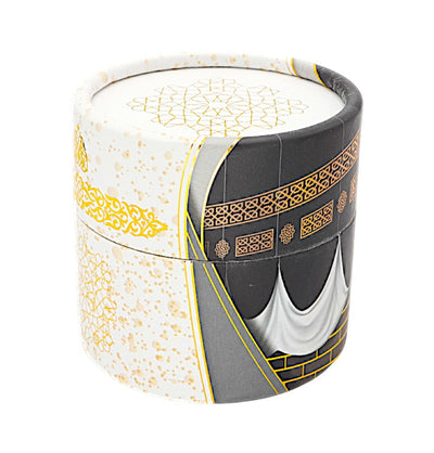 Modefa Islamic Decor White Cylinder Gift Box Set with Prayer Mat & Prayer Bead - Kaba White