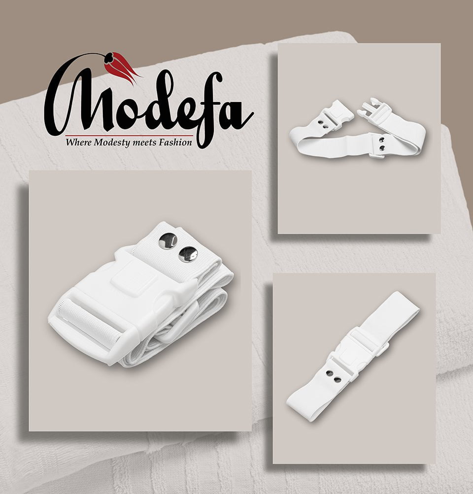 Modefa Islamic Ihram Elastic Adjustable Belt for Hajj & Umrah - White