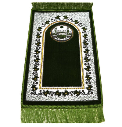 Modefa Kb2 Olive Green Child Velvet Islamic Prayer Rug - Kaba KB2 Olive Green