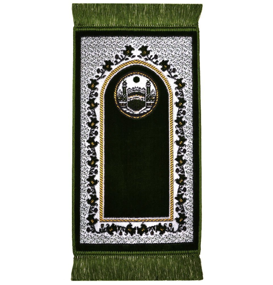 Modefa Kb2 Olive Green Child Velvet Islamic Prayer Rug - Kaba KB2 Olive Green