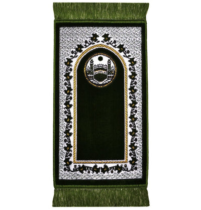 Modefa Kb2 Olive Green Child Velvet Islamic Prayer Rug - Kaba KB2 Olive Green