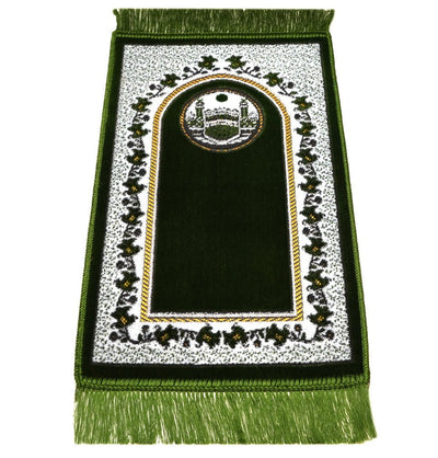 Modefa Kb2 Olive Green Child Velvet Islamic Prayer Rug - Kaba KB2 Olive Green