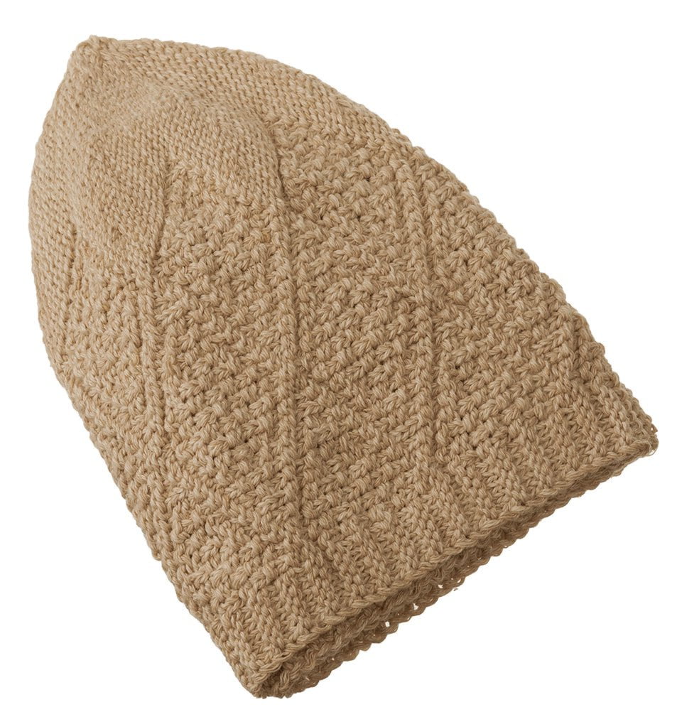 Men's Premium Islamic Diamond Knitted Kufi - Camel Beige