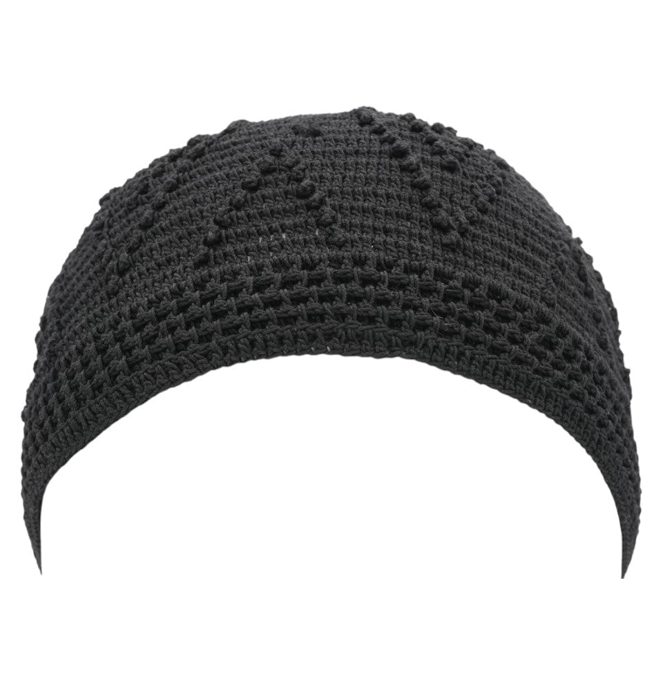 Modefa Kufi Black Men's Islamic Knitted Cotton Geometric Kufi - Black