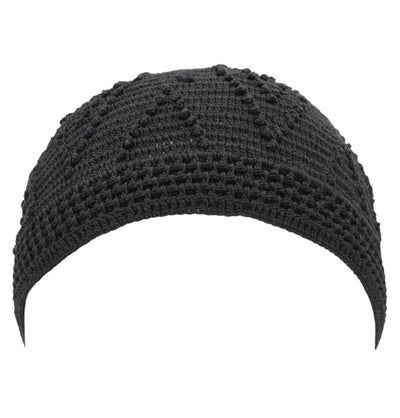 Modefa Kufi Black Men's Islamic Knitted Cotton Geometric Kufi - Black