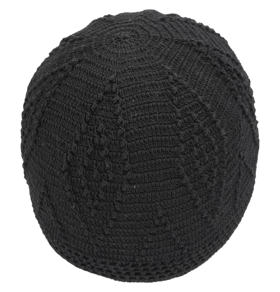 Modefa Kufi Black Men's Islamic Knitted Cotton Geometric Kufi - Black