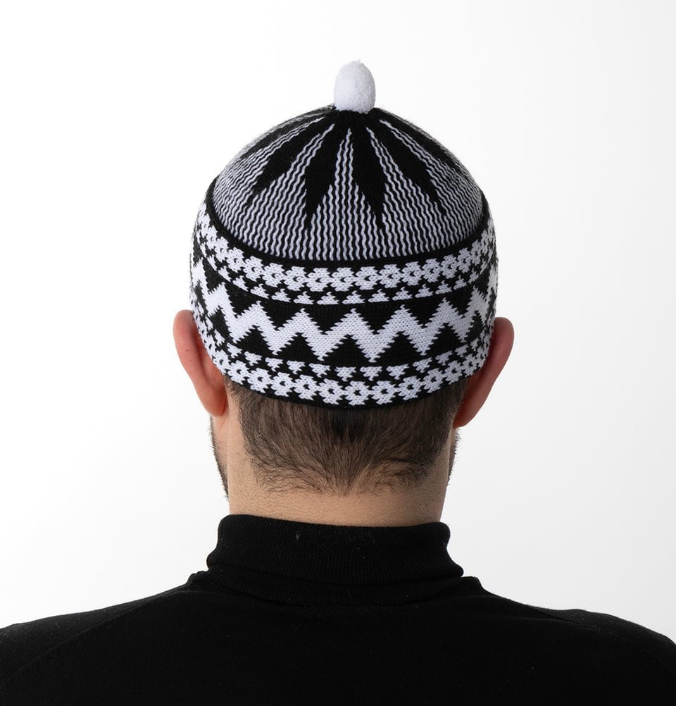 Modefa Kufi Black Men's Premium Islamic Haji Knitted Kufi - Black