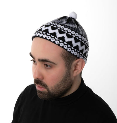 Modefa Kufi Black Men's Premium Islamic Haji Knitted Kufi - Black