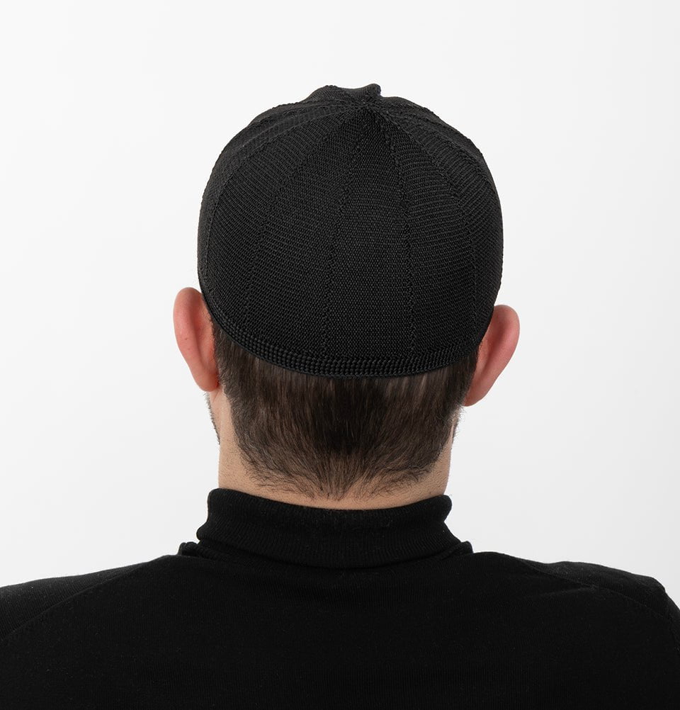 Modefa Kufi Black Men's Premium Islamic Kubbe Knitted Kufi - Black