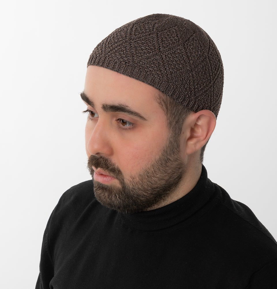Modefa Kufi Brown Men's Premium Islamic Diamond Knitted Kufi - Brown