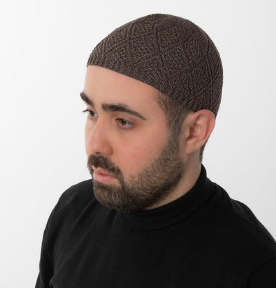 Modefa Kufi Brown Men's Premium Islamic Diamond Knitted Kufi - Brown