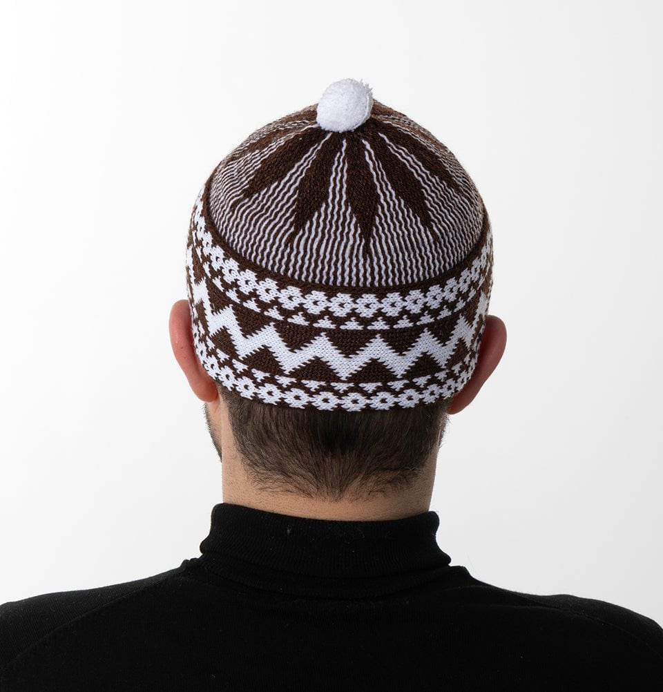Modefa Kufi Brown Men's Premium Islamic Haji Knitted Kufi - Brown