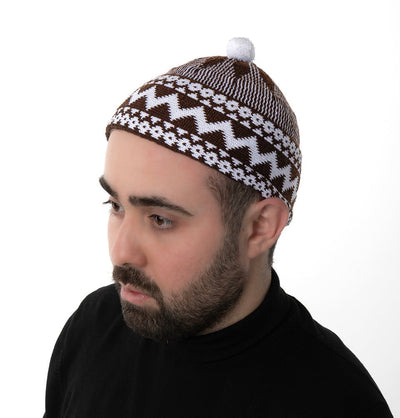 Modefa Kufi Brown Men's Premium Islamic Haji Knitted Kufi - Brown