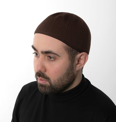 Modefa Kufi Brown Men's Premium Islamic Kubbe Knitted Kufi - Brown