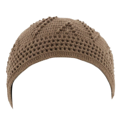 Modefa Kufi Camel Men's Islamic Knitted Cotton Geometric Kufi - Camel