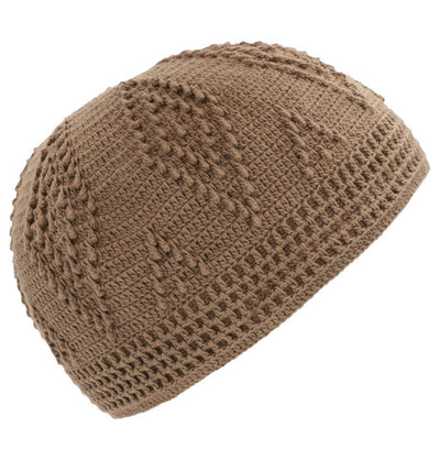 Modefa Kufi Camel Men's Islamic Knitted Cotton Geometric Kufi - Camel