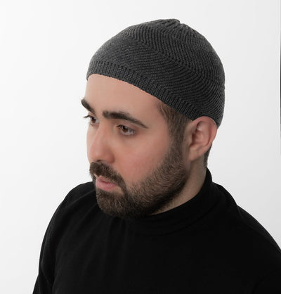 Modefa Kufi Charcoal Grey Men's Premium Islamic Cozy Knitted Kufi - Charcoal Grey