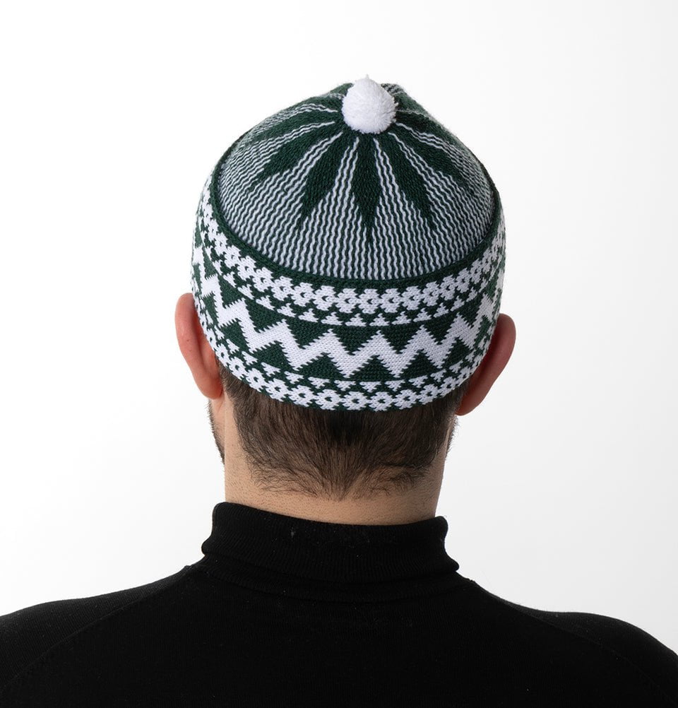 Modefa Kufi Dark Green Men's Premium Islamic Haji Knitted Kufi - Dark Green