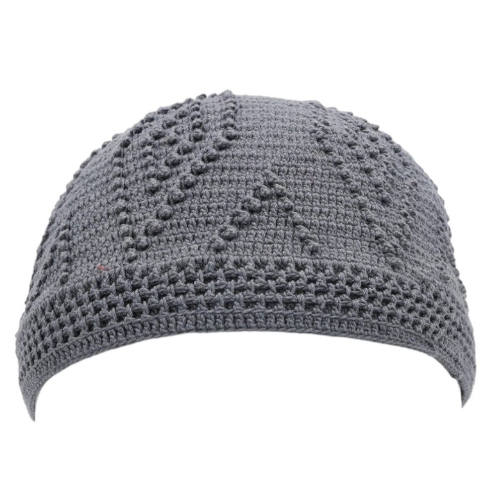 Modefa Kufi Dark Grey Men's Islamic Knitted Cotton Geometric Kufi - Dark Grey