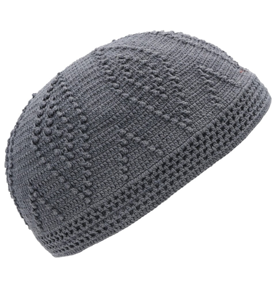 Modefa Kufi Dark Grey Men's Islamic Knitted Cotton Geometric Kufi - Dark Grey