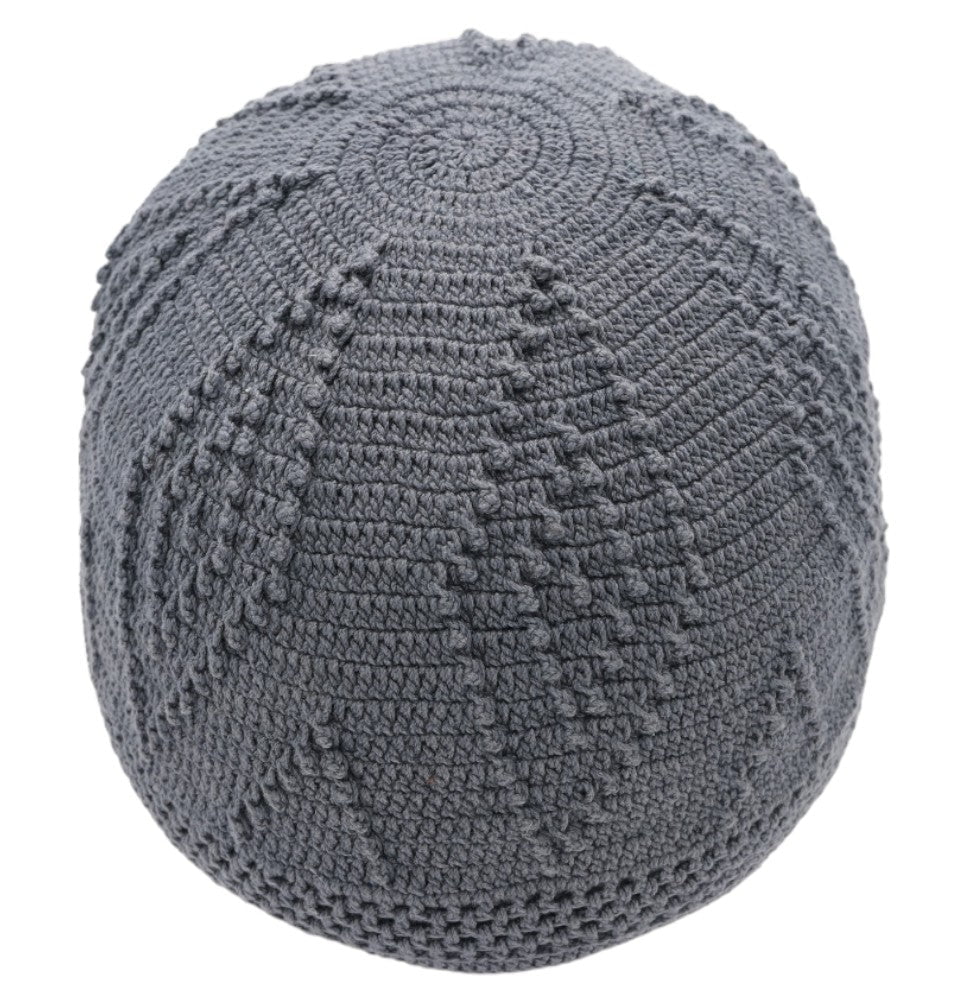 Modefa Kufi Dark Grey Men's Islamic Knitted Cotton Geometric Kufi - Dark Grey
