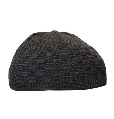 Modefa Kufi Dark Grey Modefa Islamic Men's Checkered Knit Kufi Cap Dark Grey