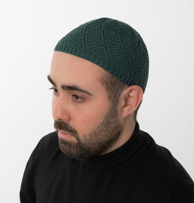 Modefa Kufi Forest Green Men's Premium Islamic Diamond Knitted Kufi - Forest Green