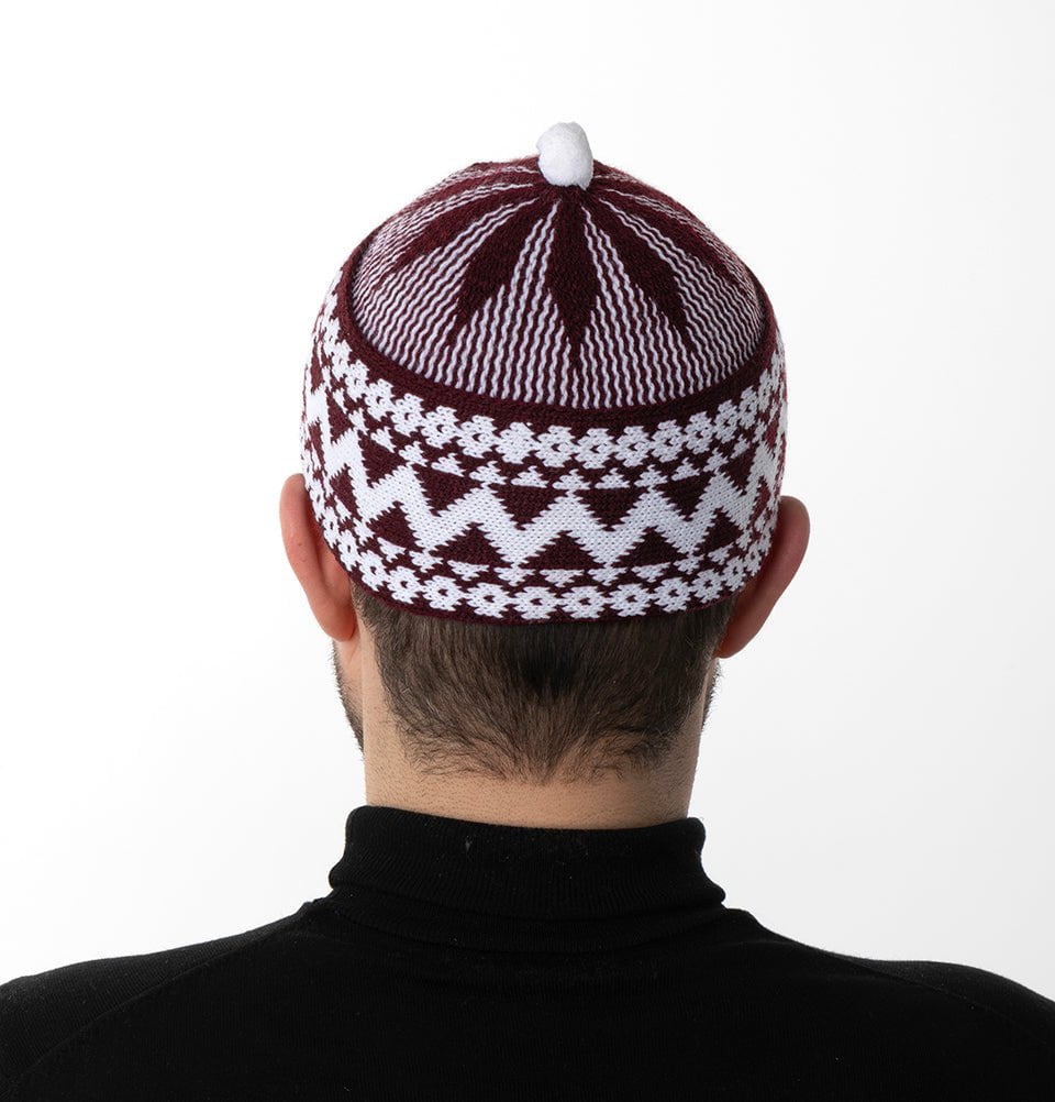 Modefa Kufi Garnet Red Men's Premium Islamic Haji Knitted Kufi - Garnet Red
