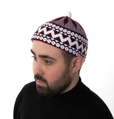 Modefa Kufi Garnet Red Men's Premium Islamic Haji Knitted Kufi - Garnet Red