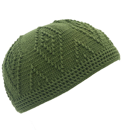 Modefa Kufi Green Men's Islamic Knitted Cotton Geometric Kufi - Green