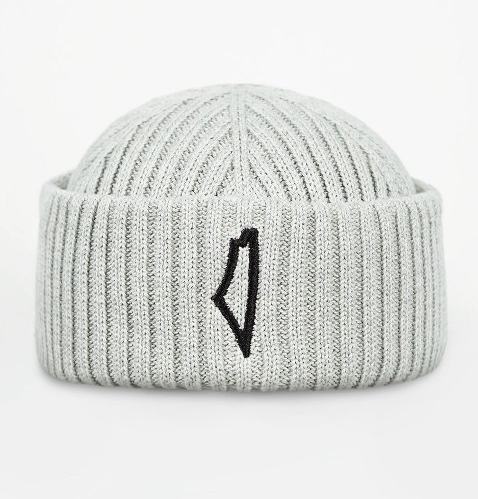 Modefa Kufi Grey Men's Premium Brimless Knitted Cap - Palestine Map - Grey
