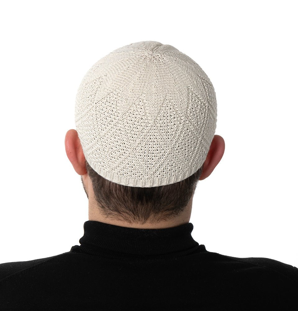 Modefa Kufi Ivory Men's Premium Islamic Diamond Knitted Kufi - Ivory
