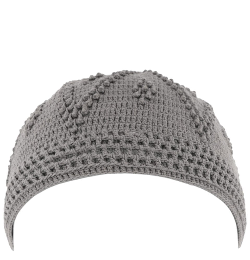Modefa Kufi Light Grey Men's Islamic Knitted Cotton Geometric Kufi - Light Grey