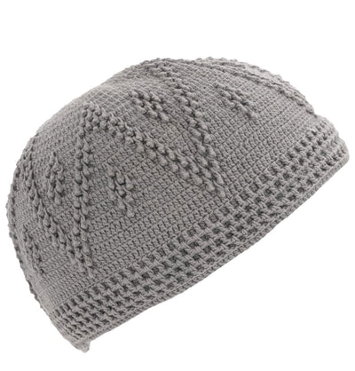 Modefa Kufi Light Grey Men's Islamic Knitted Cotton Geometric Kufi - Light Grey