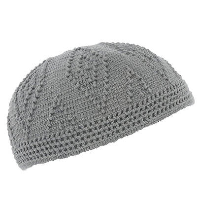 Modefa Kufi Light Grey Men's Islamic Knitted Cotton Geometric Kufi - Light Grey