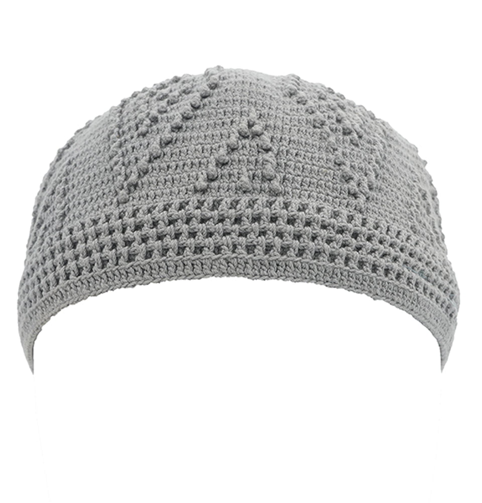 Modefa Kufi Light Grey Men's Islamic Knitted Cotton Geometric Kufi - Light Grey