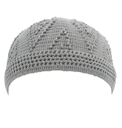 Modefa Kufi Light Grey Men's Islamic Knitted Cotton Geometric Kufi - Light Grey