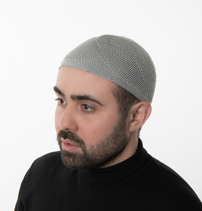 Modefa Kufi Light Grey Men's Premium Islamic Dervish Knitted Kufi - Light Grey