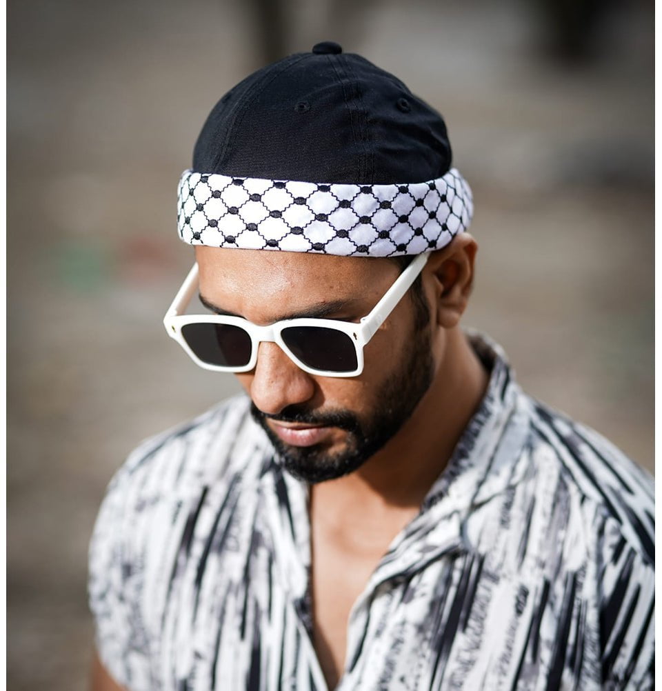 Modefa Kufi Men's Premium Brimless Cap - Black Kuffiyeh